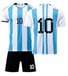 Fan Kitbag Kids Argentina #10 Home 22/23 Soccer Jersey Shorts Set Youth Sizes (YM 8-10 Years, Blue/White SS Home)