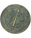 Blanc Fleur Aged Bronze 15 inch Decorative Outdoor Thermometer for Garage, Patio, Backyard, Outdoor Wall, Fence Vintage Antique Aged Bronze