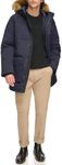 Tommy Hilfiger Men's Arctic Cloth Heavyweight Performance Parka Down Alternative Fur Lined Hood Outerwear Coat, New Navy, X-Large