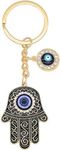 Jasimkiss Evil Eye Keychains Bag Purse Keychains Good Luck Amulet protection Charm Keychains for Women Men (A Gold Black)