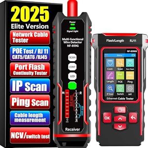 NF-859GK Network Cable Tester with lP Tester,VFL 10mwVisual Fault Locator,PING/POE/RJ45 RJ11 TDR CAT5CAT6 Cable Toner Ethernet Tester for Phone LinesCAT3,Wire Tracer LAN Network Tool