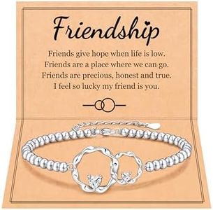 D Dongjiangjin Gift Interlocking Circle Bracelet for Sister Birthday Christmas Valentines' Day Gifts from Sister Best Friend Women Adult, Stainless Steel, Cubic Zirconia