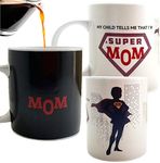 InGwest. Funny Coffee Mug for Super Mom. Best Mom Ever. 11 ounce. Changing Color Mug. Ceramic Heat Sensitive Color Changing Mug. Novelty Heat Sensitive Mug