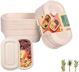 20 Pack Meal Prep Containers with Lids, 28 Oz Take Out Food Containers, 100% Compostable Natural Disposable Sugarcane Fiber - Microwavable Safe, Biodegradable Food Storage, Waterproof and Oil Proof