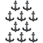 Nautical Cast Iron Ship Anchor Weathered Nautical Wall Hooks Coat Hook, Screws Included (10 PCS)