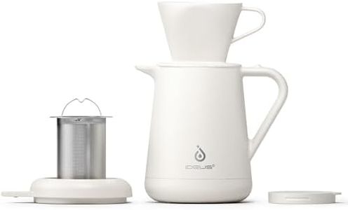 Ideus Insulated Pour Over Coffee Maker Set 20oz, Stainless Steel Coffee Pot Pour Over Set Camp Coffee Carafe BPA-Free with Dripper and Tea Infuser for Home, Office & Camping (White)
