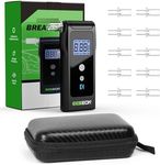 Breathalyzer, Fuel Cell Breathalyzer for Alcohol, Personal Alcohol Breathalyzer Tester for Home with LCD Digital Display and 10 Mouthpieces (Black)