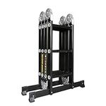 Multi-Purpose Ladder 4 x 3 With Two Safety Platforms, Five Position Aluminium Ladder, Foldable Design, Easy Assembly, 150kg Load Capacity, Safety Non-Slip Rubber Feet TOUGH MASTER