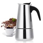 VONATES Stovetop Espresso Maker, 6 cup Moka Pot, Italian Coffee Maker Percolator, Stainless Steel Espresso Pots, 300ml/10oz(Espresso Cup=50ml/1.7oz) Coffee Pot Cafe Maker for Induction Cookers, Hobs