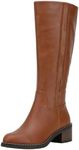 Jeossy Women's 9661 Knee High Boots, Riding Boots for Women, Red Brown,Size 6.5 US- High Boots with Inner Zipper and Side Hidden Elastic Band(DJY9661 Brown 06.5)