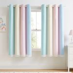 Geomoroccan 100% Blackout Curtains with Sheer Overlay Mix and Match Double Layer Drapes 63 Inch Length 2 Panels for Girls Room Bedroom Room Nursery Ombre Rainbow Grommet Window Treatment with Tiebacks