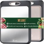 Cutting Board Double Sided, GUANCI Large Size 16”×11”, 316 Stainless Steel Cutting Board for Kitchen, Food-Grade, Stainless Steel and Wheat Straw PP, Easy to Clean