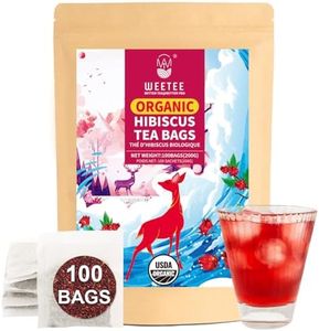 WT WEETEE Organic Hibiscus Tea Bags 100 Count, Caffeine-Free Herbal Tea for Hot & Cold Brew, 100% Pure Hibiscus Flowers, Balanced Tartness, Refreshing Iced Tea