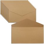 10 Pack Vintage Business Envelopes, Letter Size Security Envelopes Colored, 8.7x4.3in V Flap Envelopes for Wedding Invitations Birthday Party Mailing Cards Office Checks Invoices (Brown)