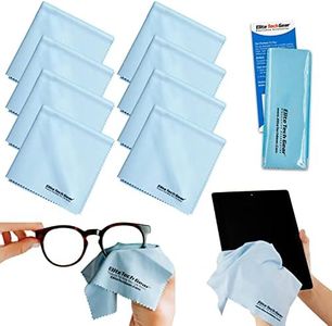 Elite Tech Gear Microfiber Cloth - 8-Pack, 12" x 12" Oversized Cleaning Cloths. Washable and Durable Microfiber Cleaning Cloth for Glasses, Lenses, Electronics and Screens. High Tech Quality Material