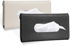 Car Tissue Holder - Multipurpose Car Visor Tissue Holder Leather Hanging Paper Towel Holder Fashion Car Sunshade Napkin Holder Durable Car (1 Black+1 Beige)