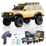 BEEZRC FMS RC Crawler 1/18 FCX18 Land Cruiser LC80 RTR Toyota Licensed 4WD RC Rock Truck 2.4Ghz 900mAh Hobby Grade RC Car Model Mini Remote Control Car Off Road Vehicle FMS11831RTRYL (Yellow)