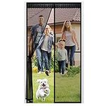 Fiberglass Magnetic Screen Door, Anti Mosquito Mesh Fly Curtain with Full Frame Hook&Loop Easy to Install Fiberglass Mesh Curtain Anti Mosquito (90x210 cm, Black)