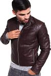 A1 SKIN FASHION Pure Genuine Leather Brown Jacket for Men's (Size : XL,Color :Brown) (A1_14)