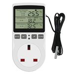 Digital Thermostat Temperature Controller, Socket Outlet 230V LCD Screen Temperature Control Switch with 1.7m Sensor Heating Refrigerator or Greenhouse Reptile arm/Terrarium Home