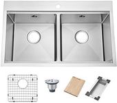 Yutong Workstation Top-Mount/Drop in Stainless Steel Double Bowl Kitchen Sink (31x 20 x 9Double)