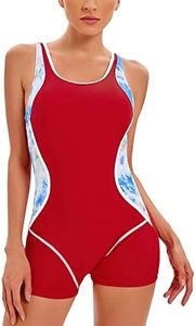 SEAUR Womens Boy Leg Swimsuit One Piece Athletic Bathing Suit Athletic Training Swimwear Tummy Control Swimming Suit Sport Surfing Swim Suits 3XL Red