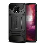 KAPAVER® Rugged Back Cover Case for OnePlus 7T MIL-STD 810G Officially Drop Tested Solid Black Shock Proof Slim Armor Patent Design (Plastic I Black)