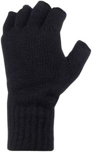 HEAT HOLDERS WRK Men's Fingerless Work Gloves - Warm Winter Thermal, Black, One Size