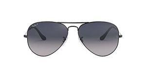 Ray-Ban RB3025 Classic Aviator Sunglasses, Gunmetal/Polarized Blue Gradient Grey, 55 mm