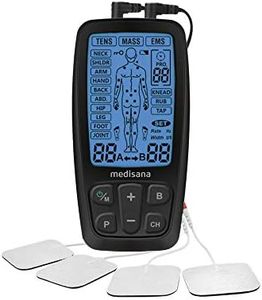 Medisana TENS, aparato de corriente de estimulación EMS con 60 programas aparato profesional de electroterapia relajación muscular y alivio del dolor en la espalda, cuello, hombros, abdomen, caderas