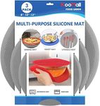 KooMall 12 10 8 Inch Multi-use Microwave Mat, Trivet, Pot Holders, Drying, Baking, Place Mat, Utensils Rest, Silicone Cover Pad for Hot Pot Pans Bowls Plates Dishes Kitchen Counter,Heat Resistant,Gray