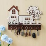 Webelkart Premium Wooden House Keys Hanger Key Holder with Mobile Charging and Remote Stand for Home/Office Decor, Key Holder for Wall Decor - Diwali Decorations Items for Home (Style -3)