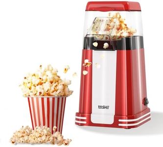 YASHE Popcorn Machine Retro, 1200 W Hot Air Popcorn Maker with Measuring Cup, One-Touch, Oil-Free is Perfect for Home Theatres, Movie Nights, Parties