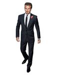 Lacoac Men's Classic Business Premium Tuxedos Suit Notch Lapel Two Buttons Two-Piece Jacket Trousers Party Dinner Groom Dark Navy Blue