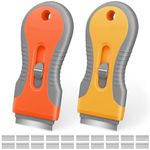 2Pcs Oven Cleaner Scraper Tool Non Scratch,Multi-Purpose Cleaning Tool with 20 Spare Replacement Units for Hob Cleaning,Ceramic Hob, Glass, Sticker,Removing Wallpaper, Label, Painted Surfaces