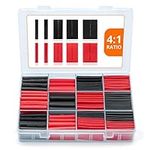 Wirefy 190 PCS Heat Shrink Tubing Kit - 4:1 Dual Wall Tube - Adhesive Lined - Marine Shrink Tubing - Black, Red