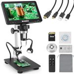 WADEO 7'' LCD Digital Microscope 50-1200X, 1080P USB Microscope with Metal Stand & LED Lights, Compatible with PC/TV,Windows/Mac OS, 32GB Card