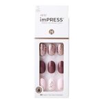 KISS imPRESS Press-On Manicure, Nail Kit, PureFit Technology, Short Press-On Nails, Reset, Includes Prep Pad, Mini File, Cuticle Stick, and 30 Fake Nails