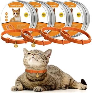 4 Pcs Calming Cats Collar Adjustable Cat Calm Collar Lavender Scent Relaxing Cat Collar with 2 Pendant for Puppies Cats Reduce Stress Aggression Anxious, up to 15 Inches (Orange)