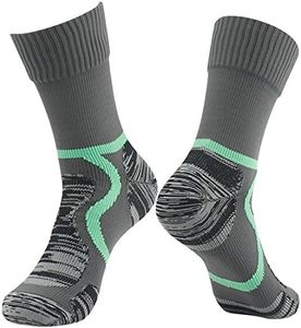 RANDY SUN Waterproof Hiking Running Socks, Training Socks Men's Seamless Toe Road Racing Mountain Biking Competition Socks,Gray L