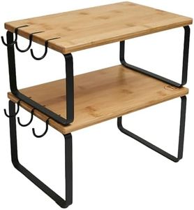 Devitomia Encuentra Tu Espacio Ideal: Estante Organizador de Cocina Bambú Sostenible y Acero Duradero con Ganchos Ajustables