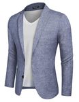 COOFANDY Men Slim Fit Suits Casual Lightweight Blazer Jackets Two Button Tuxedos Blue