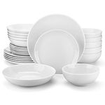 MALACASA Dinner Sets, 24-Piece Gourmet Porcelain Plates and Bowls Set Round Plates Set with 6-Piece Dinner Plates/Soup Plates/Side Plates/Cereal Bowls, Dinner Service for 6, Series Amelia