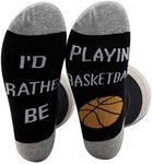 PXTIDY Basketball Socks I’d Rather Be Playing Basketball Crew Socks for Girls Boys Men Women Basketball Player Gift Basketball Fan Lover Gift (I’d Rather Be Playing Basketball)