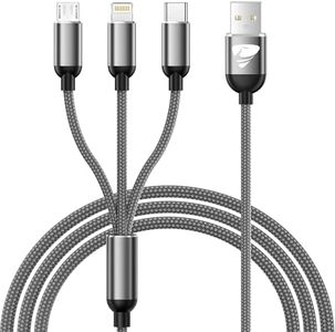 Aioneus Multi Charging Cable 1.2M Multi Charger Cable Nylon Braided 3 in 1 Charging Cable Universal USB Cable Fast Charging Cord,USB to USB C/Micro USB/Lightning Cable for iPhone,iPad,Samsung and More