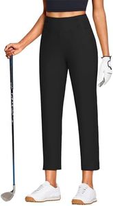 ISEEGZ 27" Capri Pants for Women High Waist Stretch Women's Golf Capris for Summer with Pockets Work Casual Black