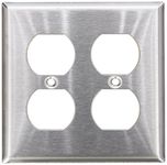 Morris 83220 430 Wall Plate, Duplex Receptacle, 2 Gang, Stainless Steel