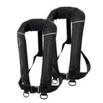 2pcs Floattop Adult Automatic Inflatable PFD Life Jacket Life Vest 150N Buoyancy with 33 gram co2 Cylinder (2pcs Black)