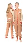 Kid's Union Suit Pajamas Happy Camper Design On Blutt Flap (9/10) Brown