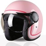 TVS MissFit Women's Open Face Helmet | Lightweight Shell | Pastel Colors Designed Exclusively for Women | Extreme Comfort Fit for Girls | Clear Visor | DOT & ISI Certified (Rose Pink) (XL)
